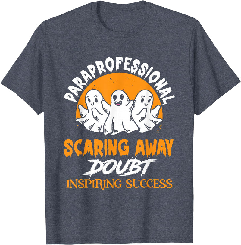 Scary Retired Profession Job Teach Retirement Halloween Paraprofessional Para Educator Teacher Parapro T-Shirt - Heather Blue