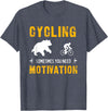 Cycling Needs Motivation - Bear Chasing Cyclist - Funny T-Shirt - Heather Blue