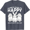 Rabbits Make Me Happy Humans Make My Head Hurt Gift T-Shirt in Heather Blue