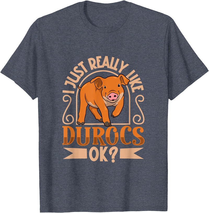 Creative Duroc Pig Designs I Love My Duroc Pig T-Shirt - Heather Blue