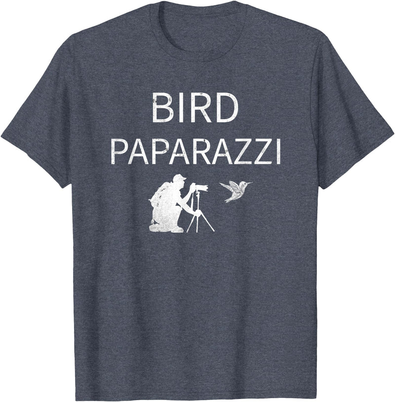 Birdwatching | Bird Photographer Gifts Unisex-Adults Black Short Sleeve T-Shirt Small Bird Photography T-Shirt - Heather Blue