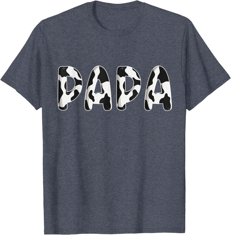 Cow Pattern Print Family Matching Birthday Shirts Cow Papa Birthday Family Matching Fathers Day Boy Girl Farm T-Shirt -
