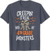 Halloween by Joy Haus Creepin It Real with My 4th Grade Monsters Halloween Teacher T-Shirt - Heather Blue