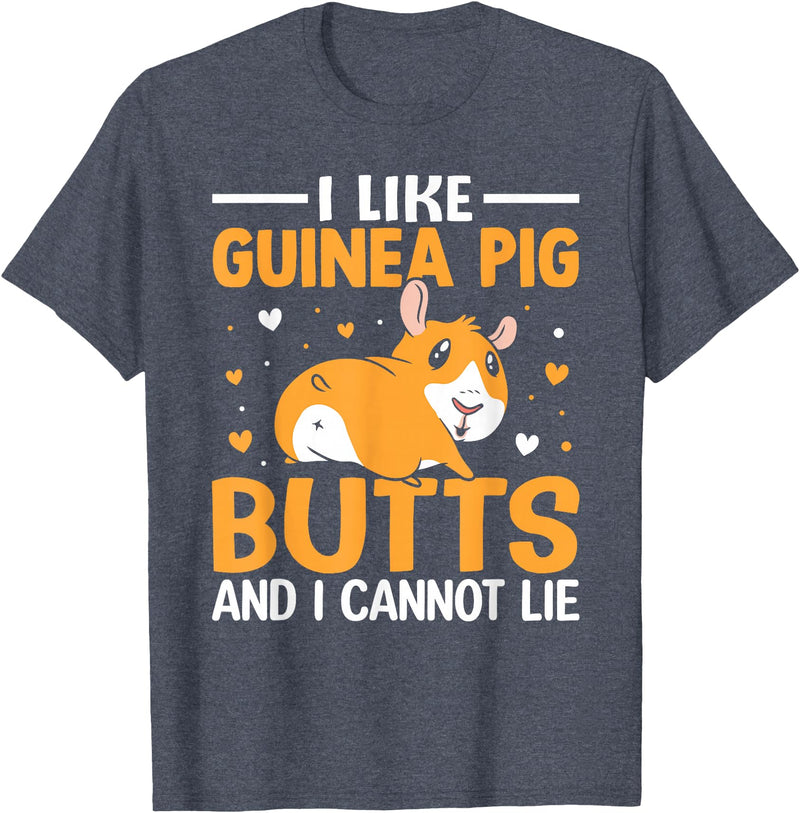 Cute Guinea Pig Apparel Co. I Like Guinea Pig Butts and I Cannot Lie - Guinea Pig Lover T-Shirt - Heather Blue
