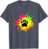 Furry Fandom Shirt by Crush Retro Furry Shirt Rainbow Bear Fursona Wolf Paw Print Gifts T-Shirt - Heather Blue