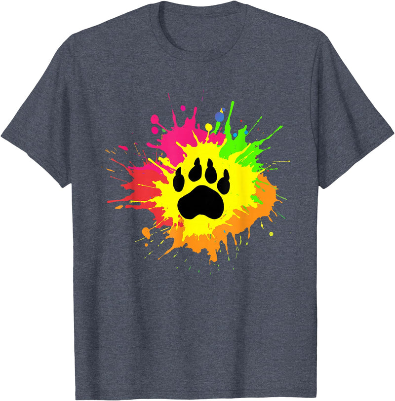 Furry Fandom Shirt by Crush Retro Furry Shirt Rainbow Bear Fursona Wolf Paw Print Gifts T-Shirt - Heather Blue