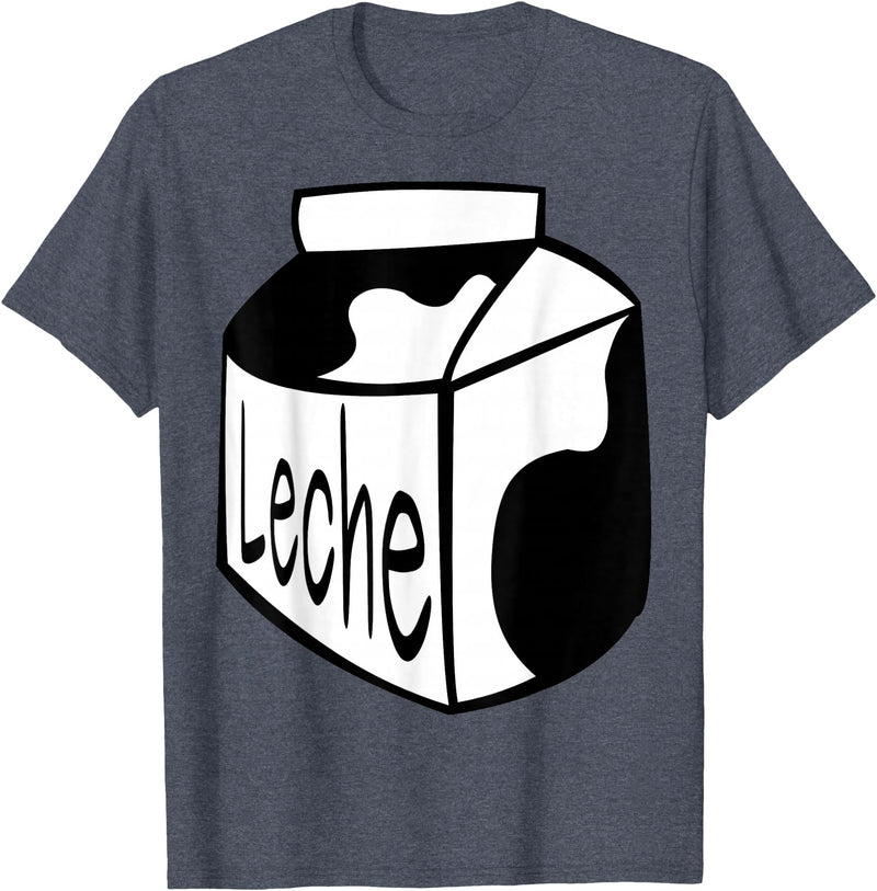 Clever Witty Milk Designs Leche Spanish Milk Carton Dairy Lover T-Shirt - Heather Blue