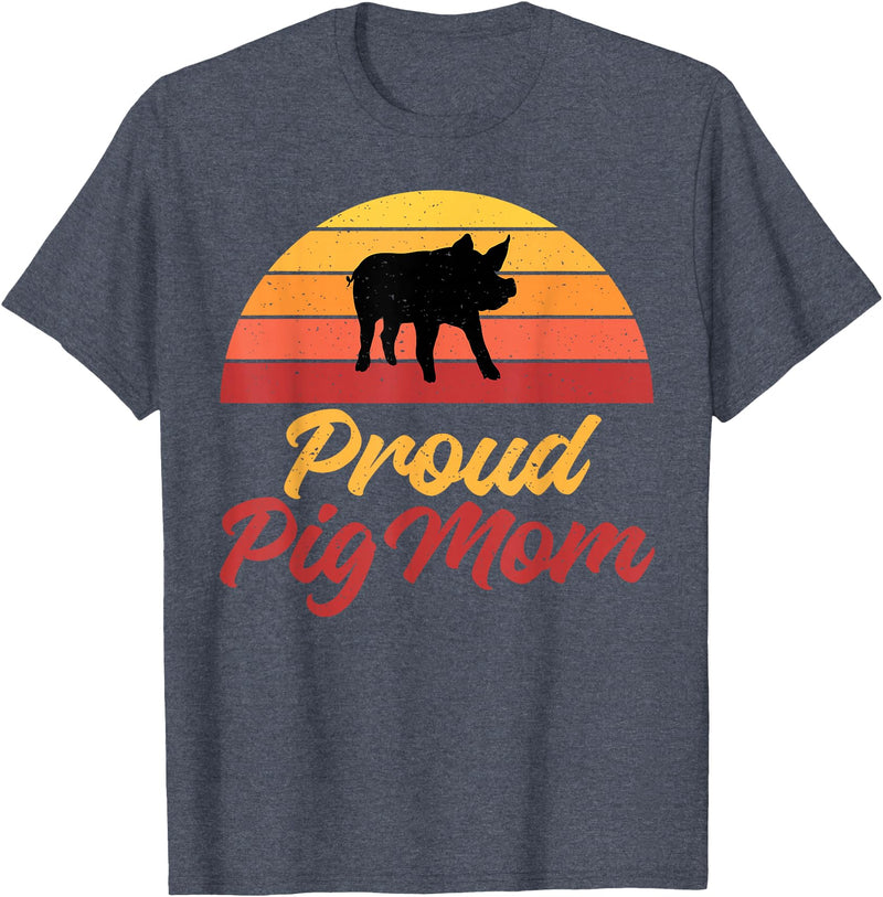 Pig Lover Gifts & Accessories Proud Pig Mom Pig Owner Pig Farmer Pig Mother T-Shirt - Heather Blue