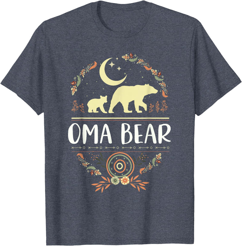 Matching Family Grandma Bear Boho by Foxio Grandma Bear Floral Family Fun Boho Bear T-Shirt - Heather Blue