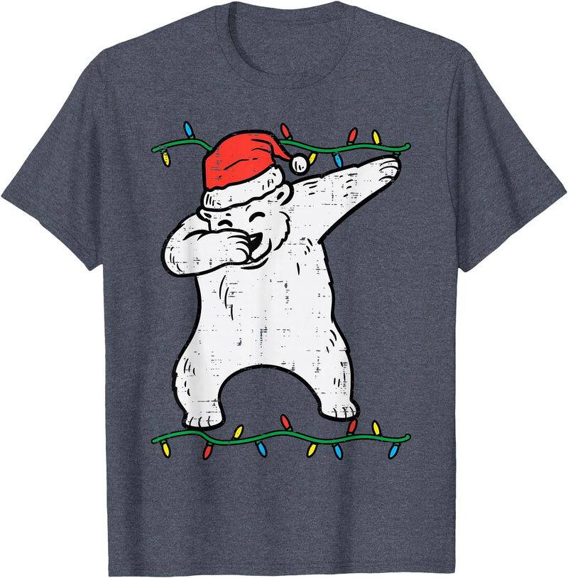 Christmas Shirts Pajamas PJ Men Women Kids Gifts Dabbing Polar Bear Dab Xmas Christmas Boys Kids Girl Youth T-Shirt - Heather Blue