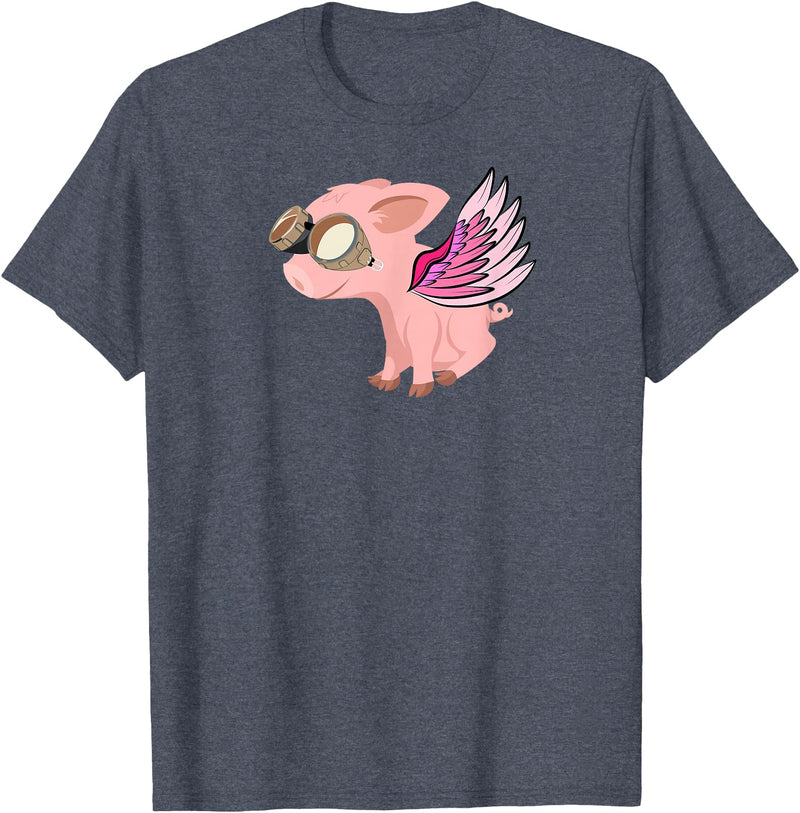 RWS235 When Pigs Fly, Flying Pig T-shirt T-Shirt - Heather Blue