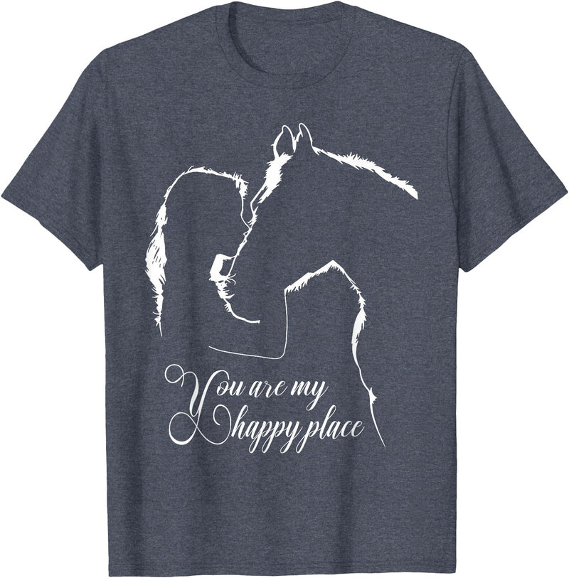 horseslover004 You are my happy place - Horses Lovers T-Shirt - Heather Blue
