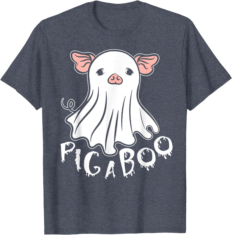 Ghost Pig Farm Halloween Costume Animal Lover Ghost Pig Costume Pig A Boo Farmer Animal Halloween Costume T-Shirt - Heather Blue