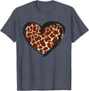 Giraffe Pattern Graphic Apparel Heart Giraffe Print for Giraffe Lover T-Shirt - Heather Blue