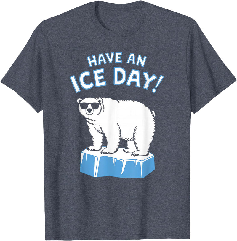 Christmas Happy Fam2024 Funny Polar Bear Have An Ice Day Snow Boys Girls Kids T-Shirt - Heather Blue