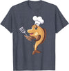 Cool Fish Character Apparel & Co. Fish Chef Fishing and Cooking T-Shirt - Heather Blue