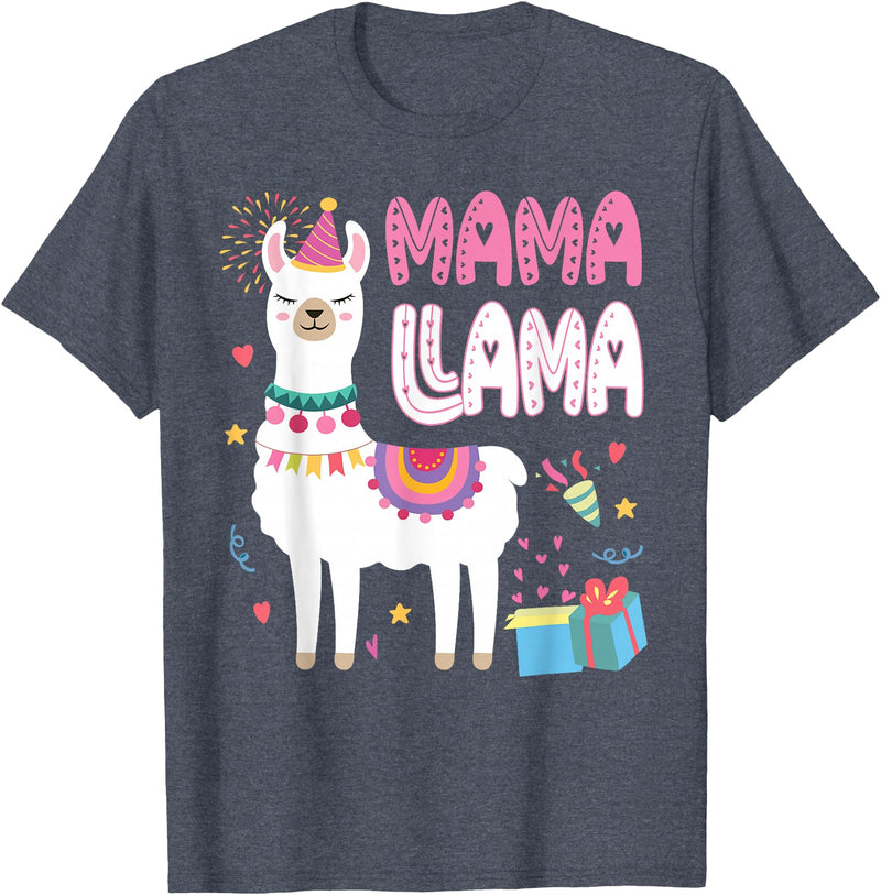 Family Matching Llama Birthday Party Supplies Mama Llama Mom Of The Birthday Llama Birthday Theme T-Shirt - Heather Blue