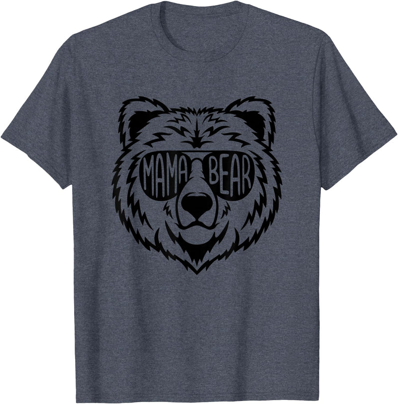 Funny Mothers Mama Bear Face Mama Bear Face Sunglasses Mother Mom Mommy T-Shirt - Heather Blue