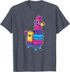 Llama Pinata Party Shop Funny Loot Llama Pinata with Yellow Saddlebag T-Shirt - Heather Blue