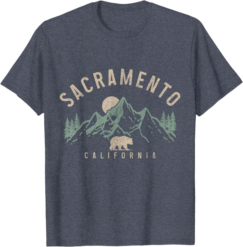 We Love Sacramento California Sacramento California Mountains Bear Nature Lover Vintage T-Shirt - Heather Blue