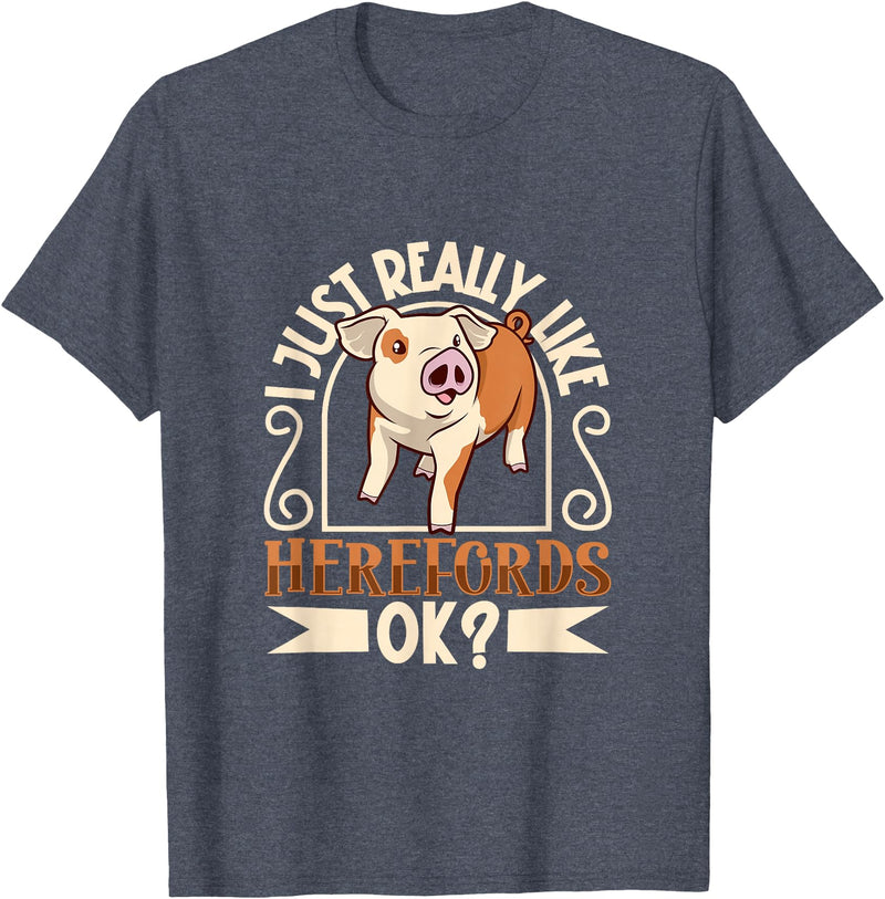 Creative Hereford Pig Designs I Love My Hereford Pig T-Shirt - Heather Blue