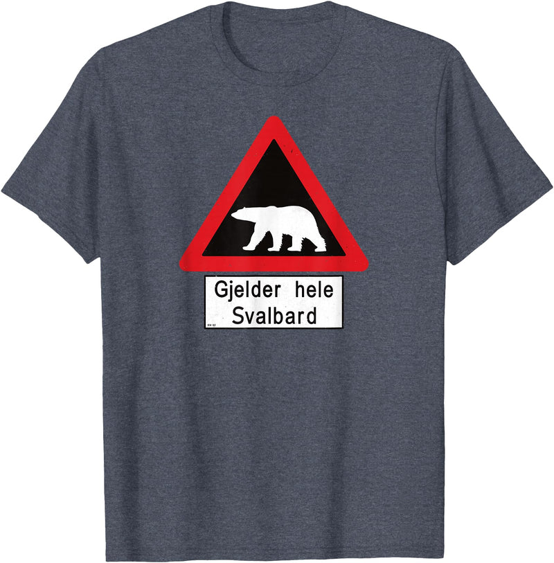 Svalbard T-Shirt Co. Svalbard T Shirt Polar Bear Sign Gjelder hele Norway T-Shirt T-Shirt - Heather Blue
