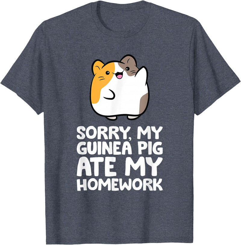 Guinea Pig Owner Guinea Pig Homework Sorry My Guinea Pig Ate My Homework T-Shirt - Heather Blue