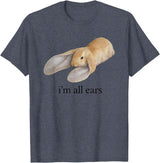 All Ears Bunny Listening Joke Rabbit T-Shirt in Heather Blue