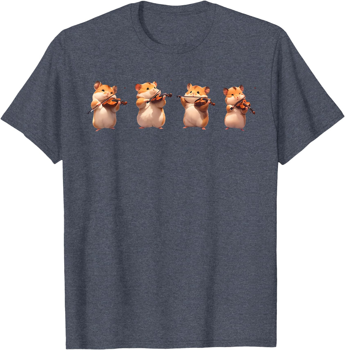 Hamsters Playing The Violin Girl Women Hamster Lover T-Shirt - Heather Blue