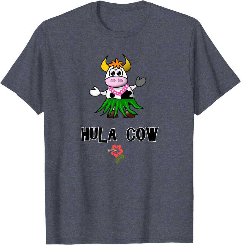 FUN DANCING ANIMALS GIFT T-SHIRTS Hawaiian Hula Dancing Cow, Funny Gift T Shirt, Dk T-Shirt - Heather Blue