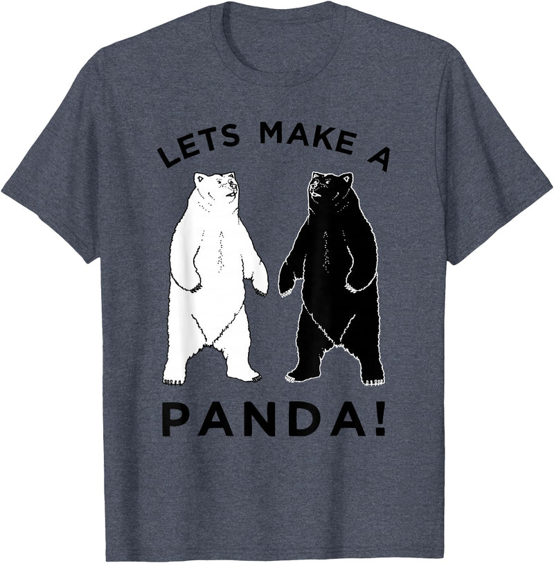 Make Panda Apparel Lets Make A Panda Tee, Funny Bear Graphic T-Shirt T-Shirt - Heather Blue