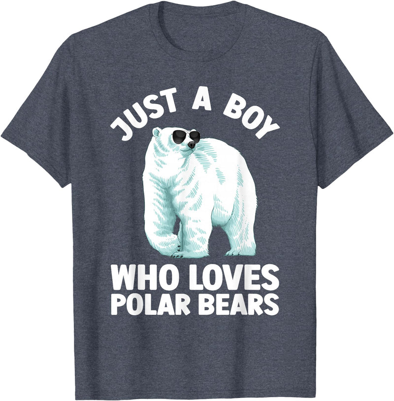 Polar Bear Gift Polar Bear Accessories & Stuff Cute Polar Bear Design For Men Boys Arctic Polar Bear Lover T-Shirt - Heather Blue