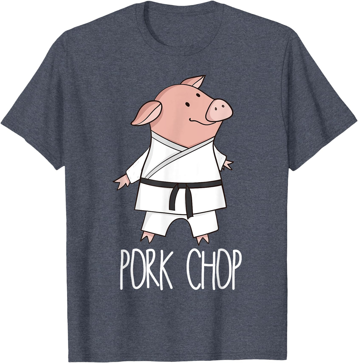 Funny Pig Pun Shirts Pork Chop - Funny Pig Animal Pun Karate T-Shirt - Heather Blue