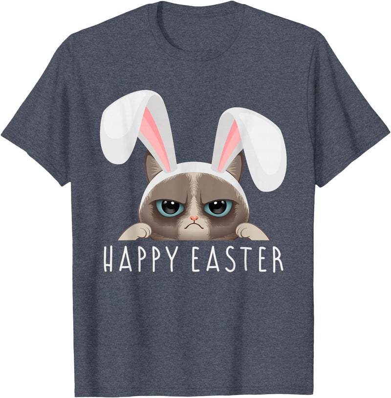 Happy Easter Bunny Funny Pajama Dress Cat Party Cute Rabbit T-Shirt in Heather Blue