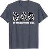 funny saying Gifts for Family Members and more Dad of the Birthday Girl Cow Print Cow Pattern T-Shirt - Heather Blue
