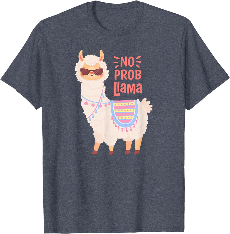 Llama & Alpaca Shirts, Cute Llama & Alpaca Outfit No ProbLlama Shirt, No Problama Shirt, Funny Alpaca Llama T-Shirt - Heather Blue