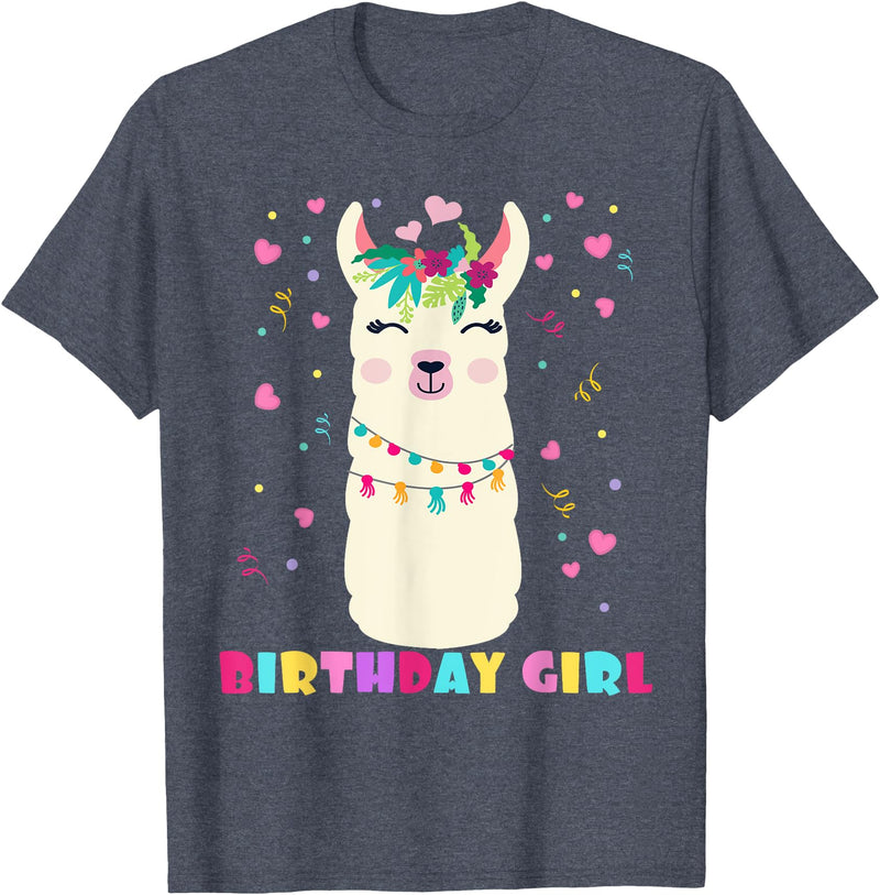 Llamazing Birthday Party Outfit Llama Lovers Birthday Girl Cute Llama Alpaca Kids Llamazing T-Shirt - Heather Blue