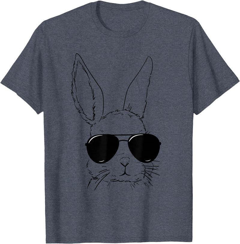 Easter Bunny with Glasses Funny Rabbit Easter Day Men Boys T-Shirt in Heather Blue