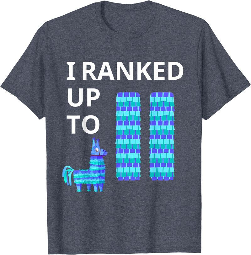 I Ranked Up To 11 Birthday Video Game Llama Piñata Birthday T-Shirt - Heather Blue