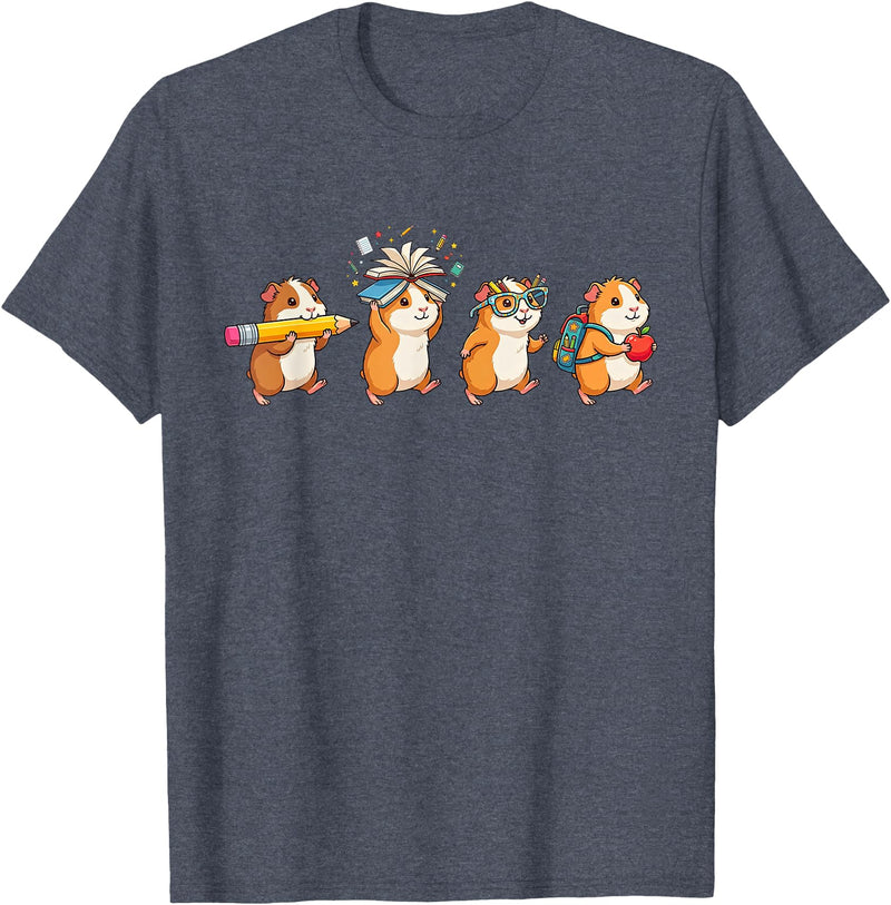 Cute Guinea Pig Lovers First Day of School Costume Funny Guinea Pig Back to School Teacher Student T-Shirt - Heather Blue