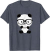 My Shirt Hub Cute Little Bear Panda Nerd with Glasses T-Shirt - Heather Blue