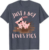 Funny Pig Lover Farm Animals Just A Boy Who Loves Pigs sunglasses In the Mud Kids Boy T-Shirt - Heather Blue