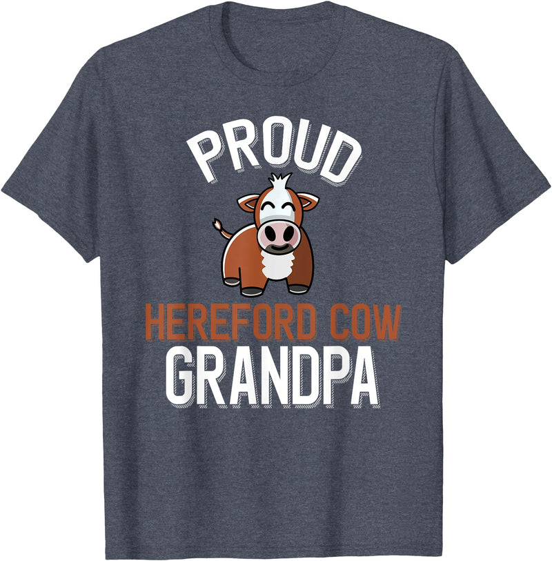 Cute Hereford Cow Family Apparel Proud Hereford Cow Grandpa T-Shirt - Heather Blue