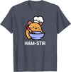 Hamster, Ham-stir Funny Jokes Sarcastic T-Shirt - Unisex-Adults & Kids - Black - Small - Short Sleeve - Cotton Blend - Classic Fit - Crew Neck - T-Shirt - Heather Blue