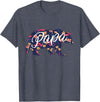 Bahaa's Tee Best Daddy Ever, I Love You Dad, Floral Papa Bear Graphic T-Shirt - Heather Blue