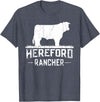 Farm and Hereford Cow for Men and Cattle Clothing Hereford Rancher - Hereford Cow For Cattle Farmer T-Shirt - Heather Blue