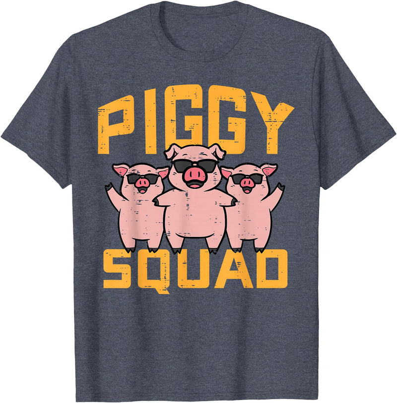 Pig Lover Shirts For Men Women Kids Pig Lover Piggy Squad Hog Farmer Crew Swine Women Men Kids T-Shirt - Heather Blue