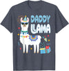 Family Matching Llama Birthday Party Supplies Daddy Llama Dad Of The Birthday Boy Girl Llama Birthday T-Shirt - Heather Blue