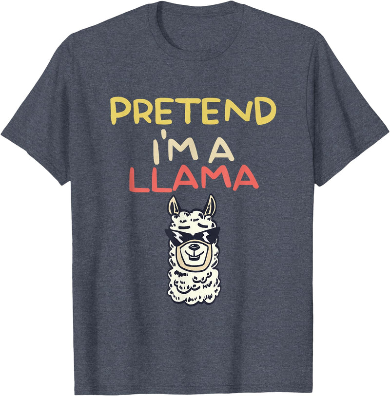 Funny Pretend I'm A Llama Halloween Costume Gift Funny Pretend I'm A Llama | Halloween Costume T-Shirt - Heather Blue