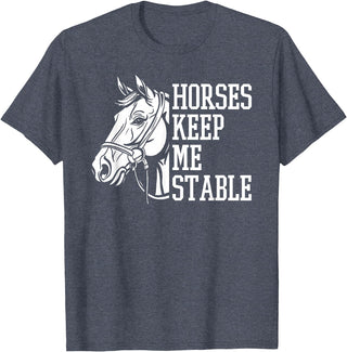 Horse Riding Gifts & Accessories Horse Riding Word Play Rider - Horses Keep Me Stable T-Shirt - Heather Blue